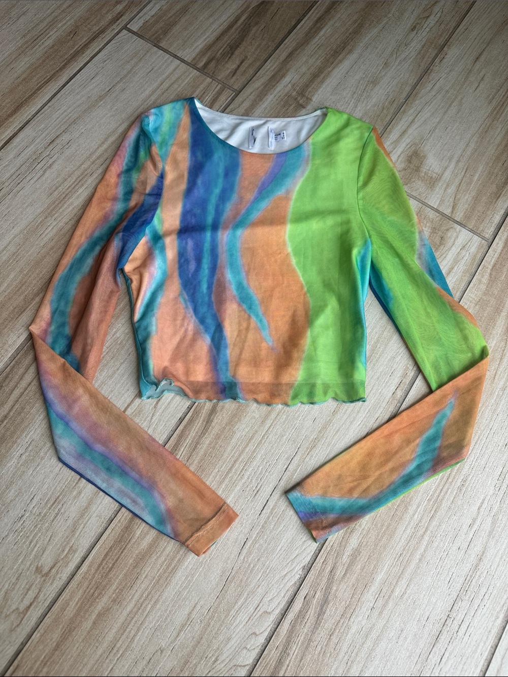 Y2K Abstract Mesh Long Sleeve Crop Top | Size XS/S (US 2) | Brand Tag Removed